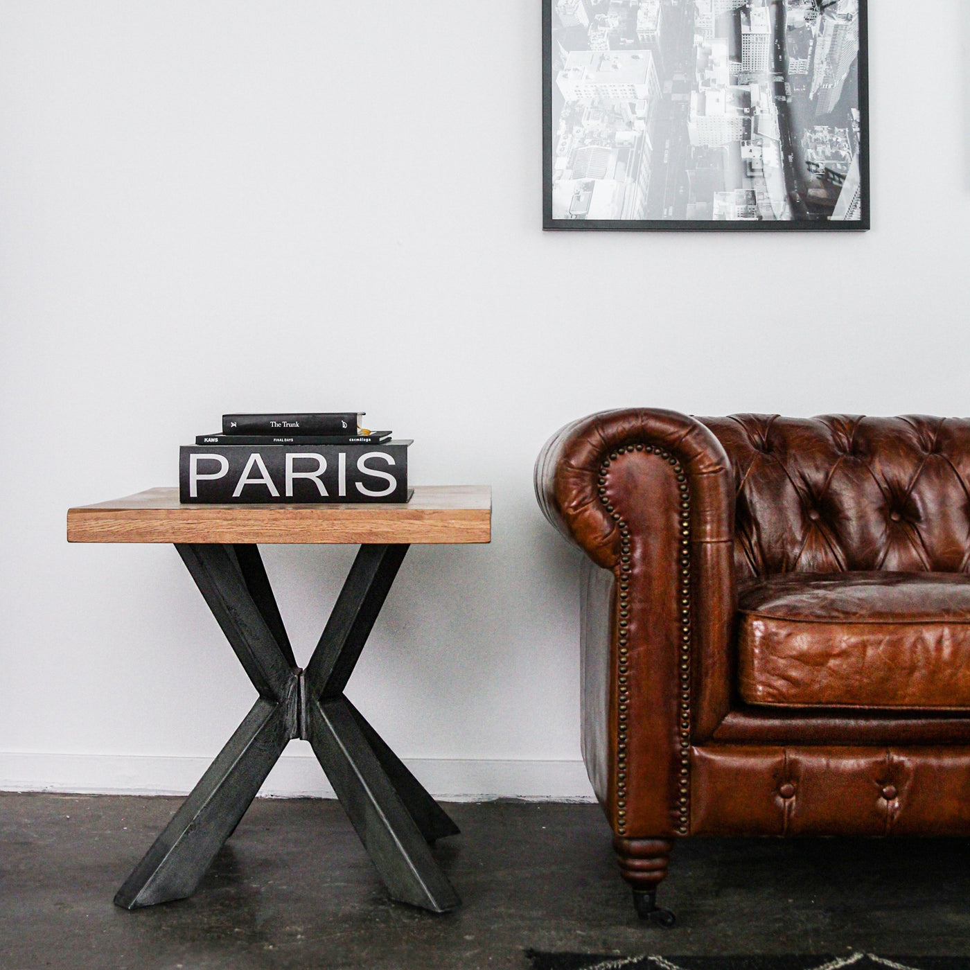 Vintage 4-Seater Leather Chesterfield Sofa