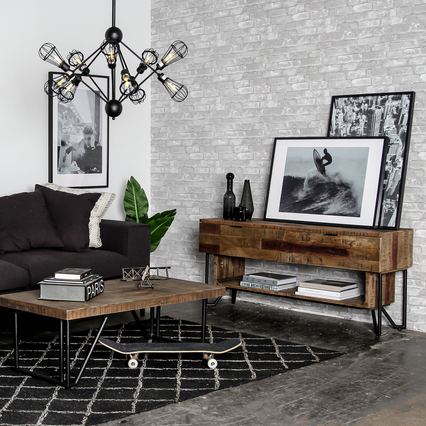 Casual Modern Home Media Unit in Multi-tone Natural Finish