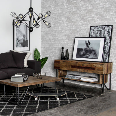 Casual Modern Home Media Unit in Multi-tone Natural Finish