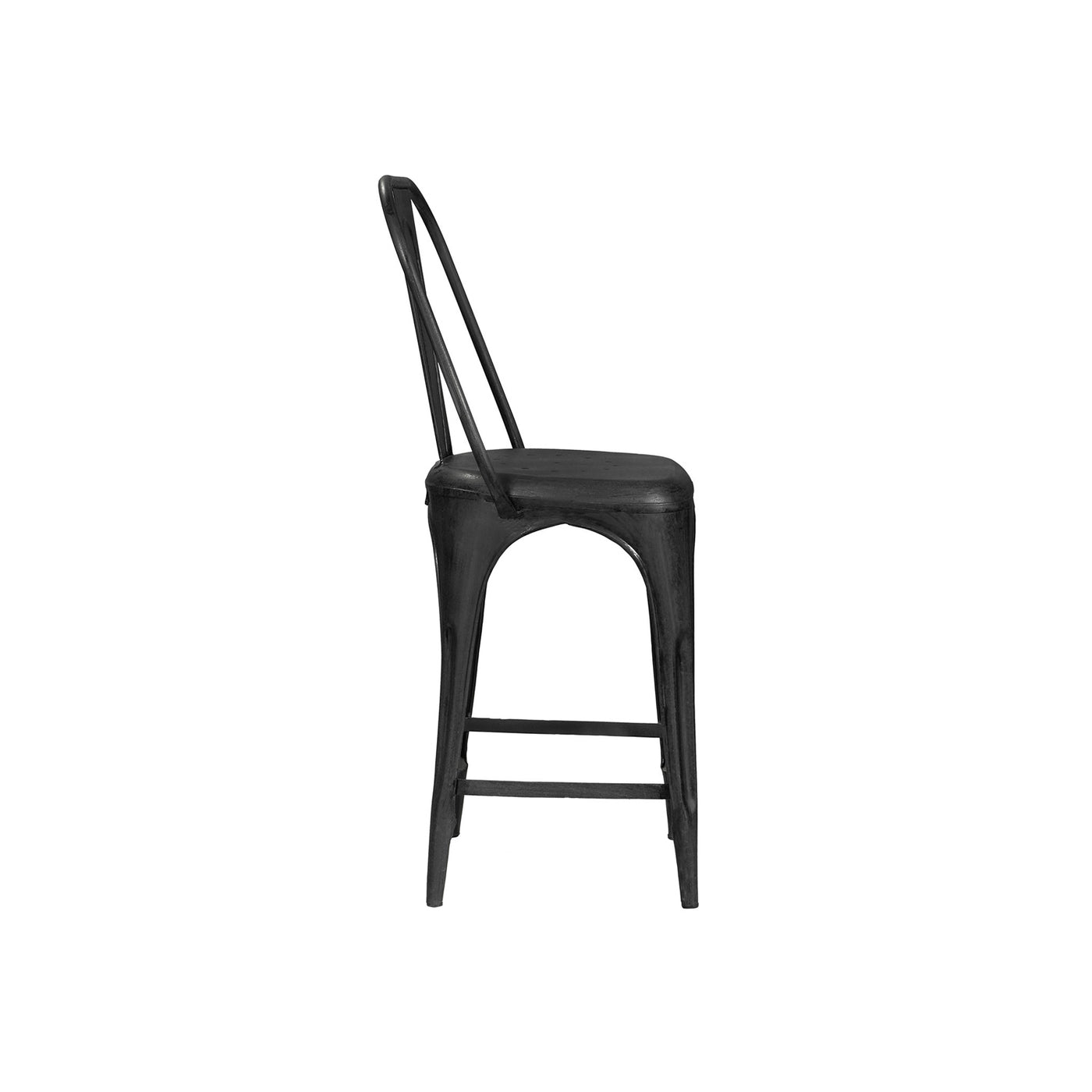 Industrial Dining Chair—Distressed Metal in Black—Tall