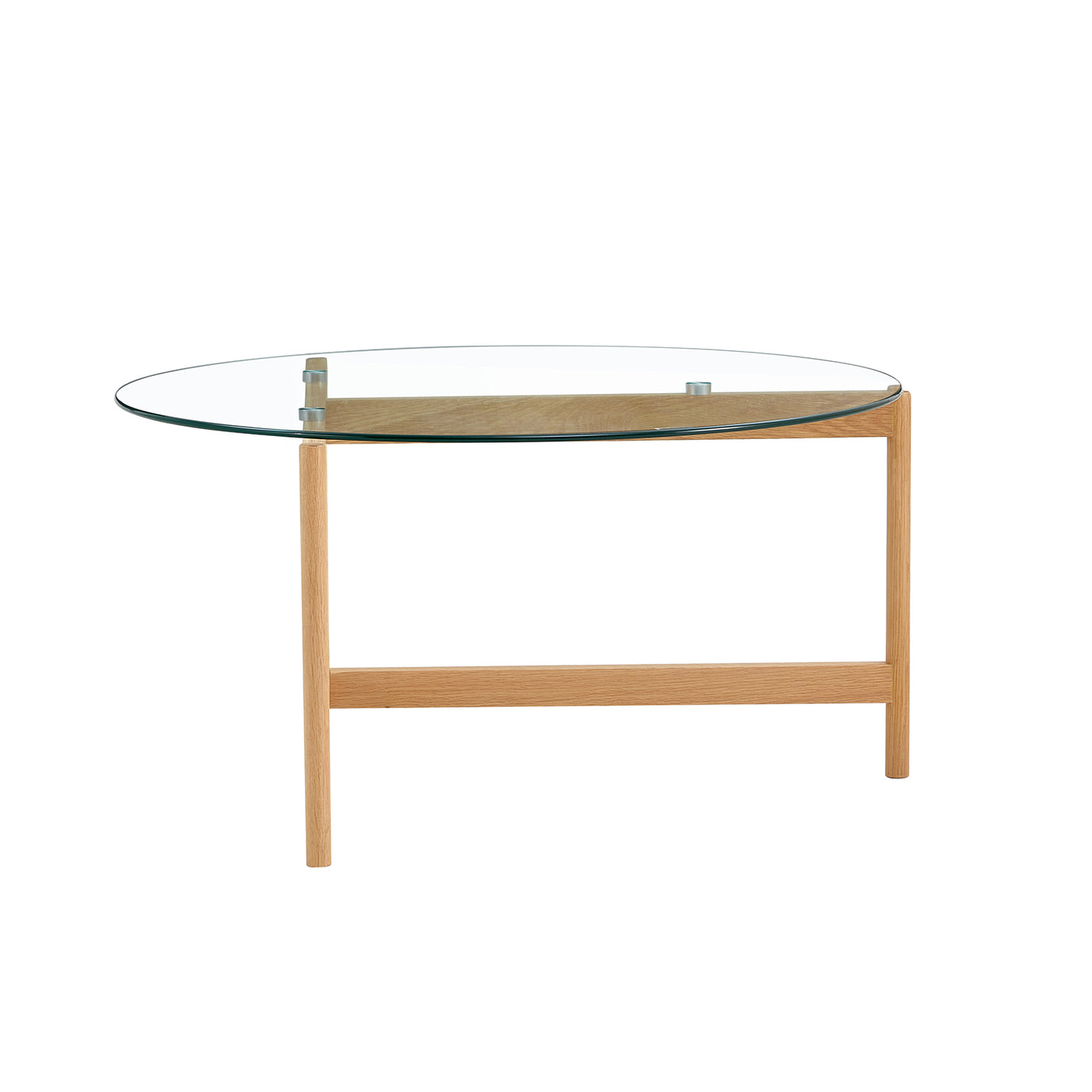 Jansen Round Cocktail Table in Glass & White Oak