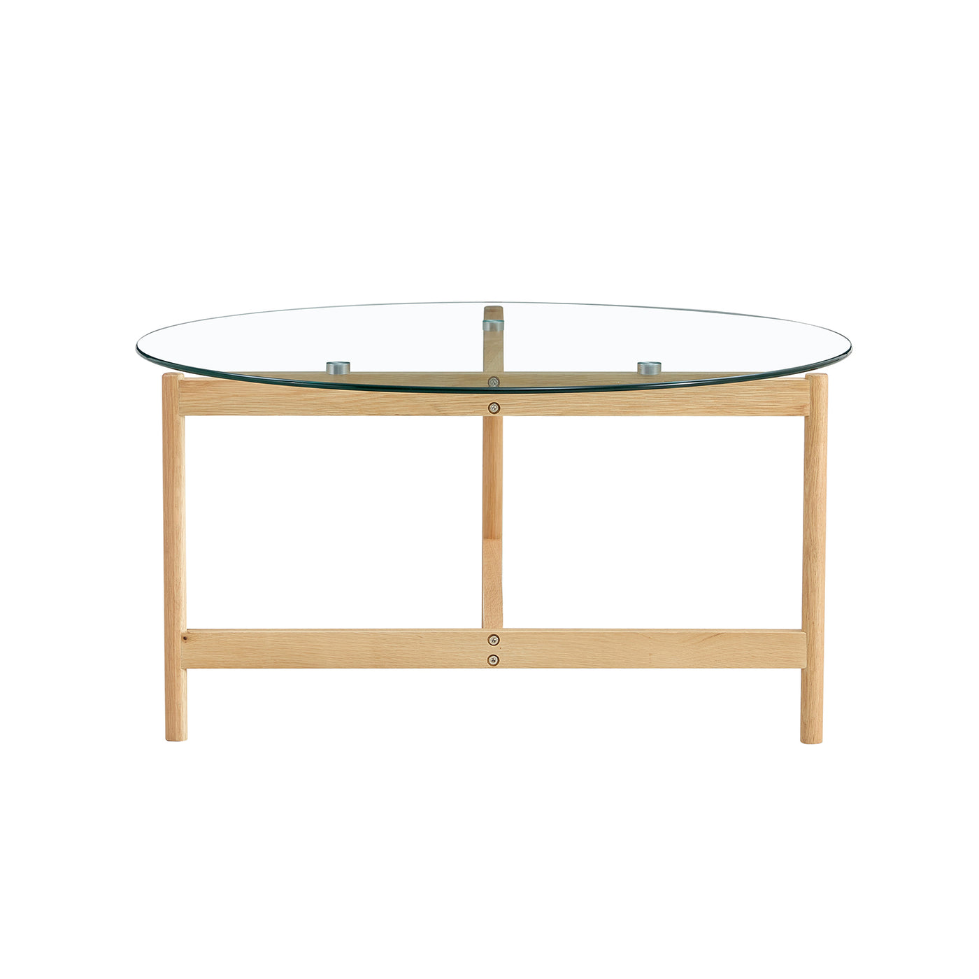 Jansen Round Cocktail Table in Glass & White Oak