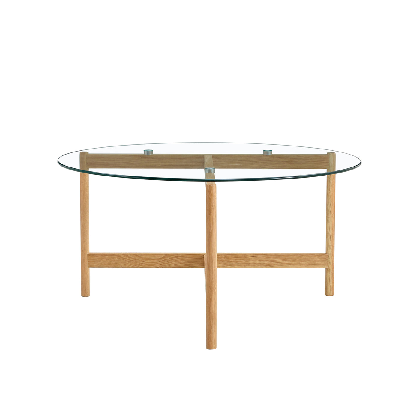 Jansen Round Cocktail Table in Glass & White Oak