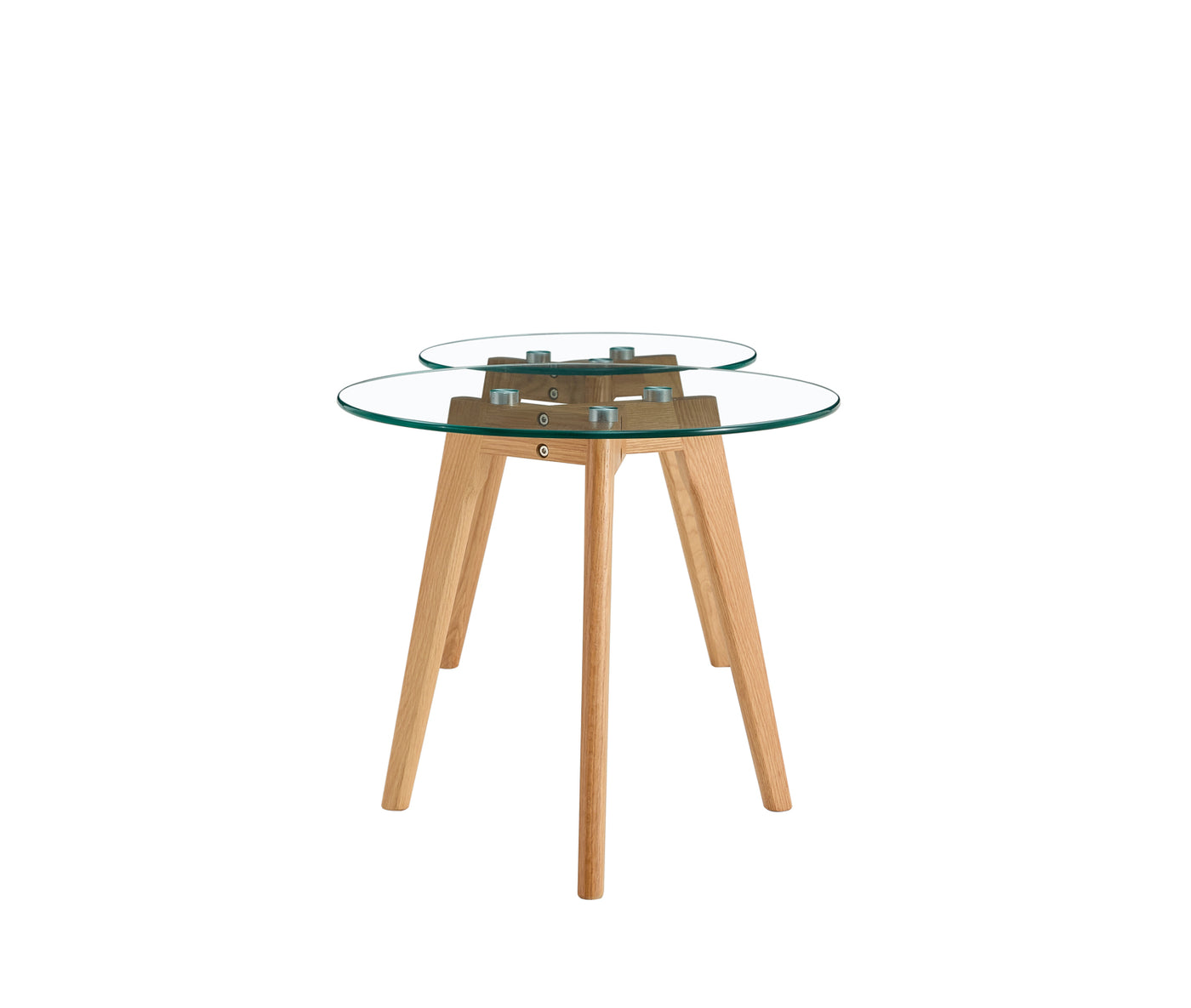Olav Round Nesting End Tables in Glass & White Oak