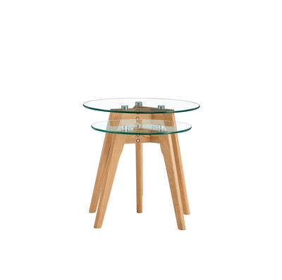 Olav Round Nesting End Tables in Glass & White Oak