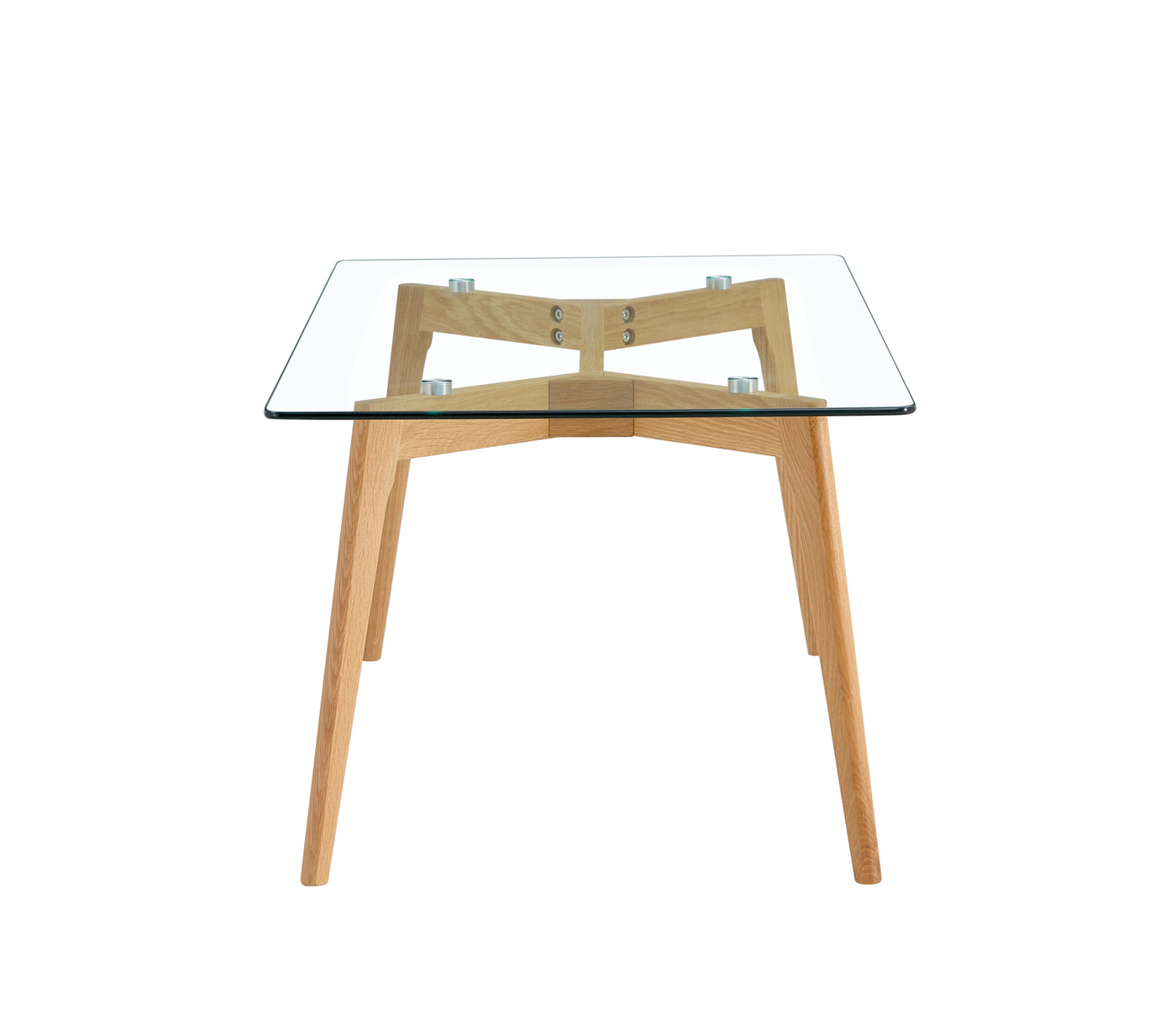 Olav Rectangular Cocktail Table in Glass & White Oak