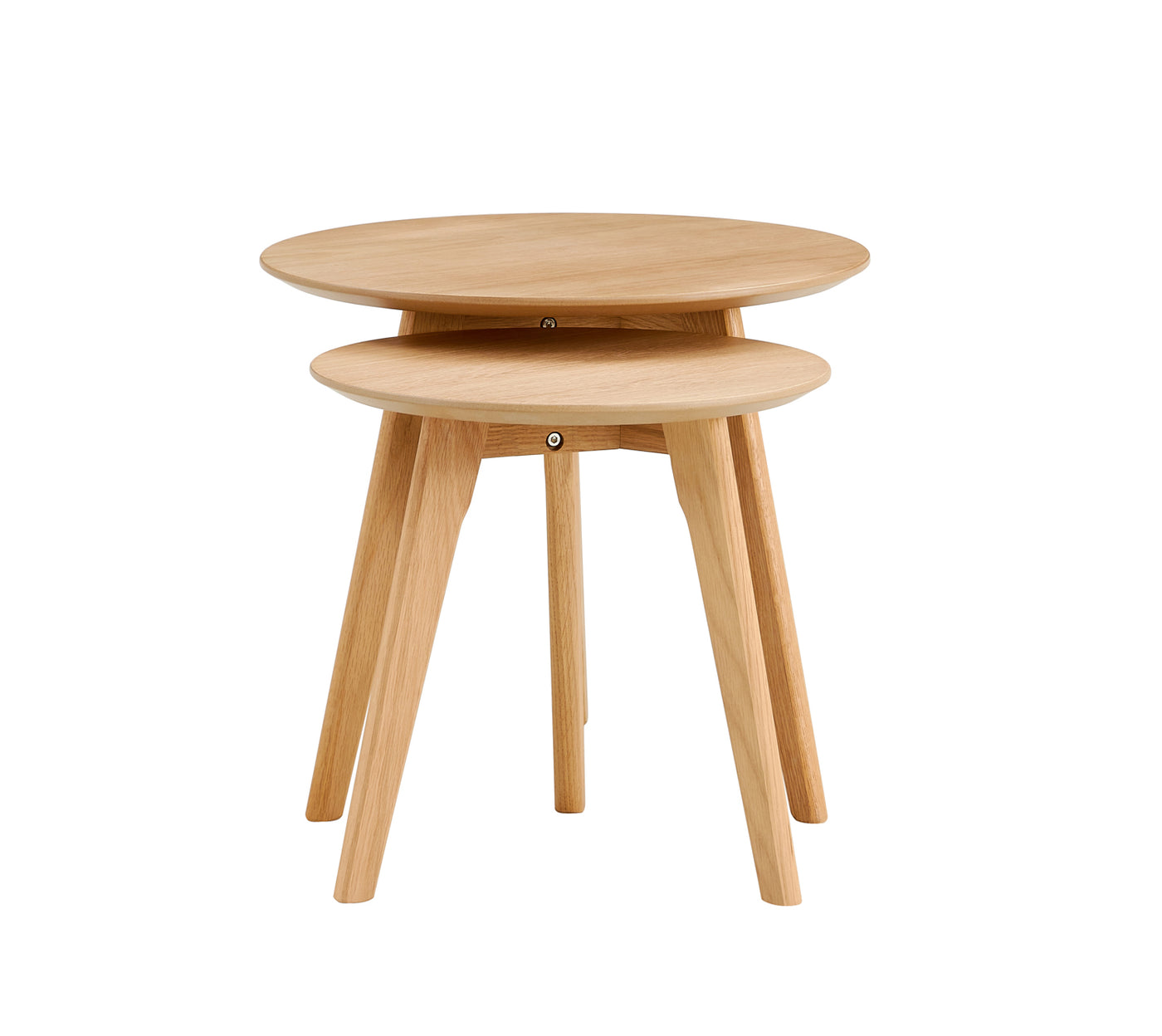 Freya Round Nesting End Tables in White Oak Finish