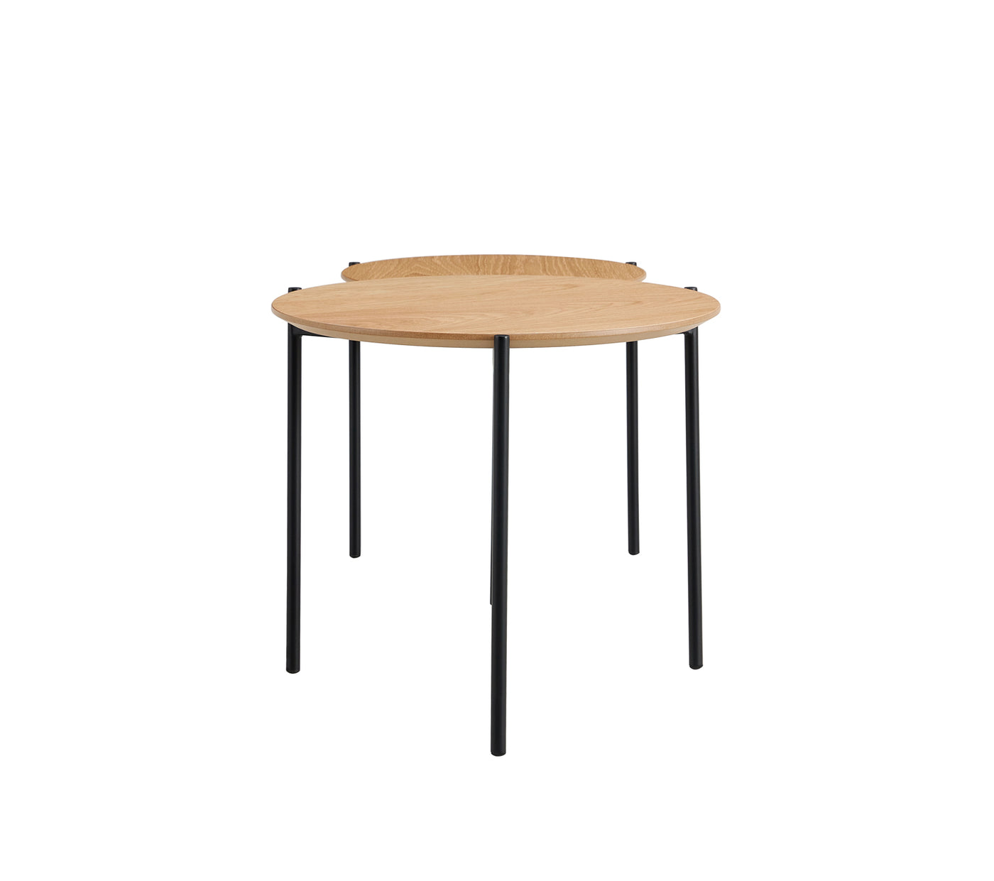 Mari Round Nesting End Tables in White Oak & Metal