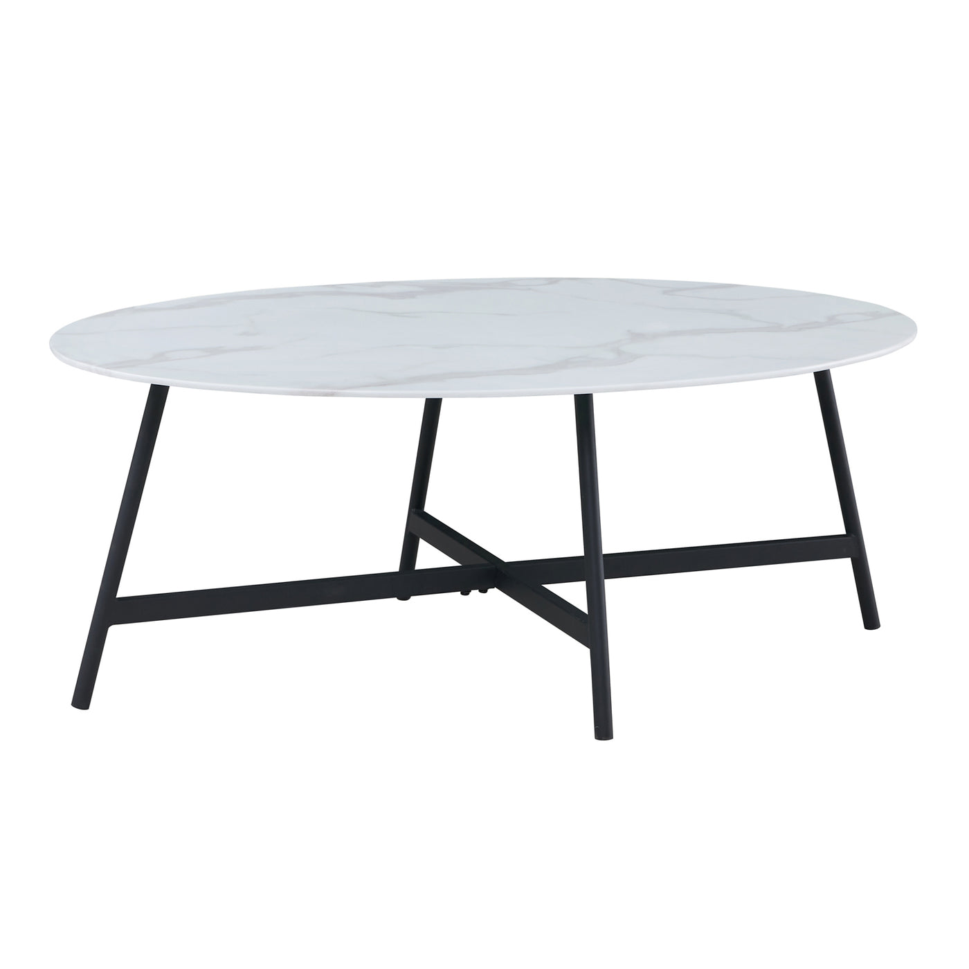Bianca Oval Coffee Table in White Faux Marble