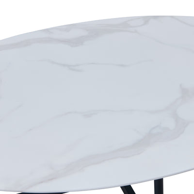 Bianca Oval Coffee Table in White Faux Marble