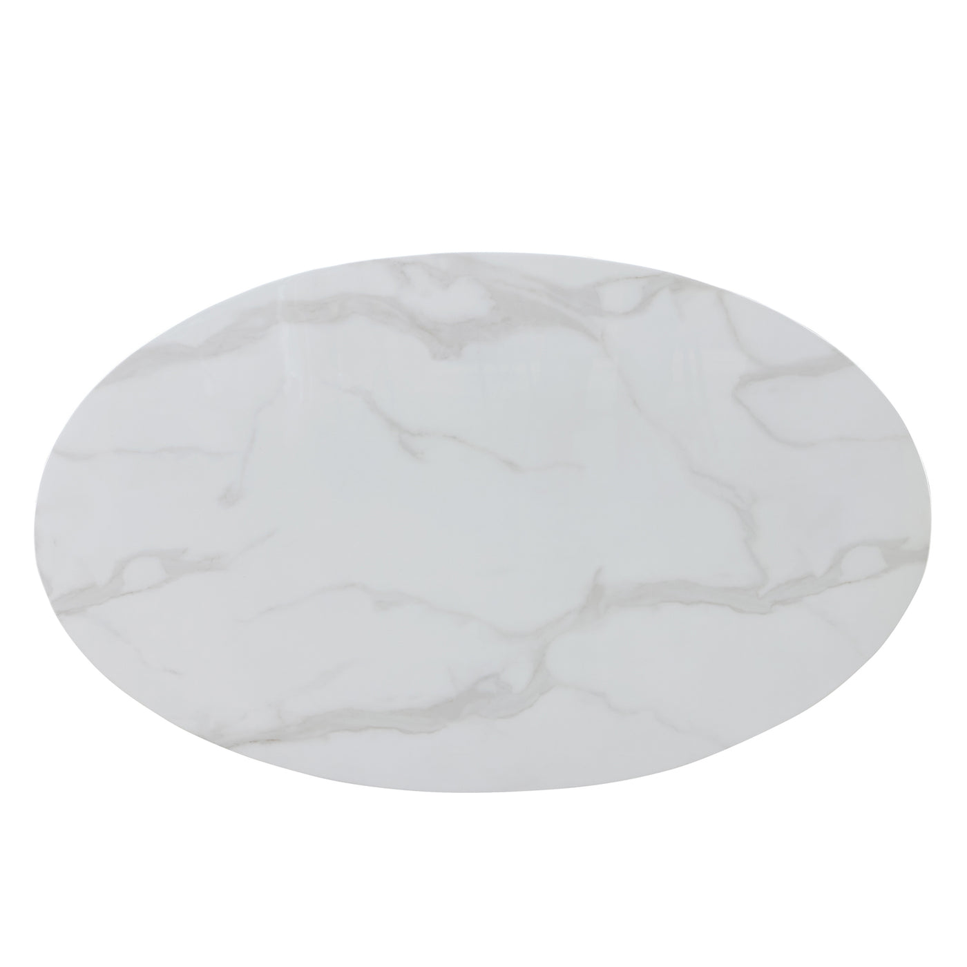 Bianca Oval Coffee Table in White Faux Marble