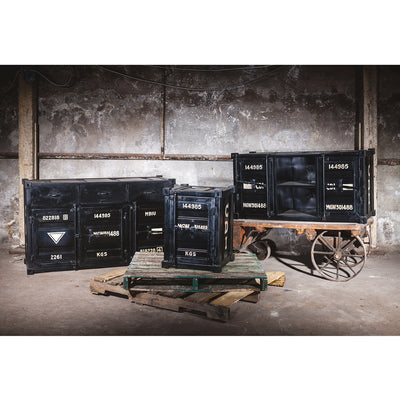 Container-Style Metal Buffet Cabinet in Black