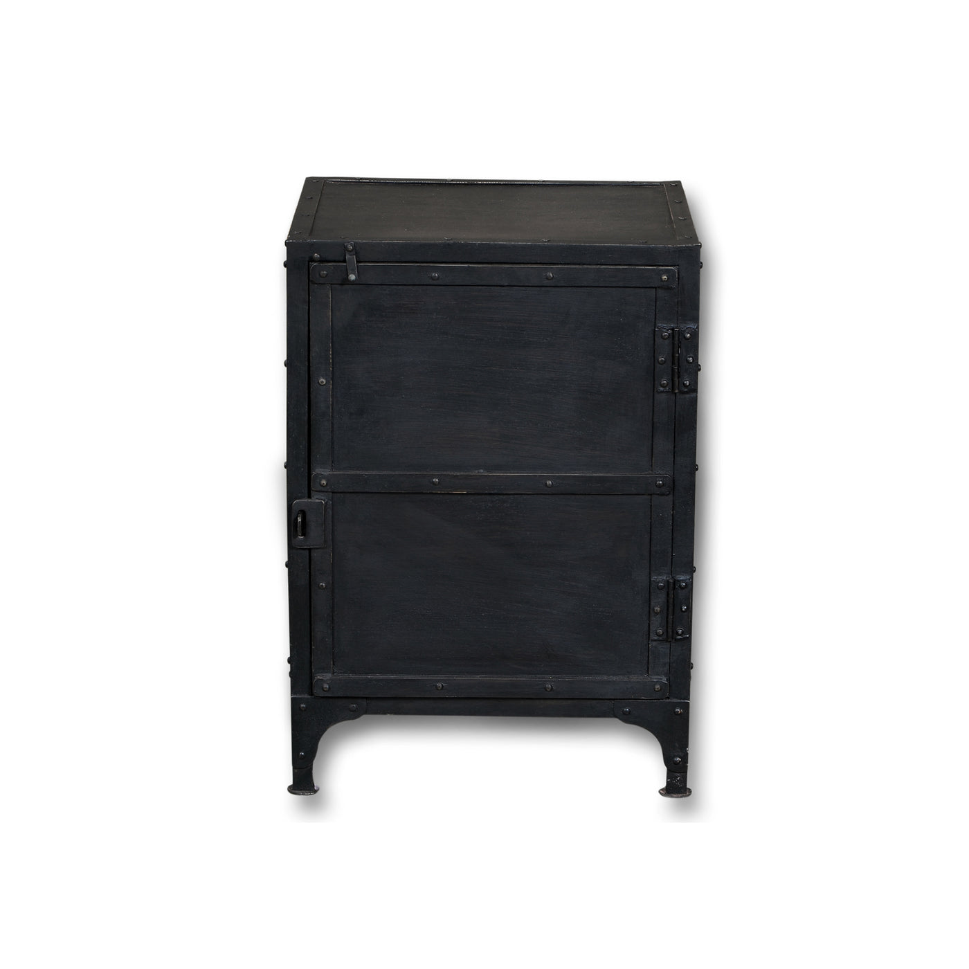 Industrial 2-Drawer Nightstand—Distressed Metal in Black