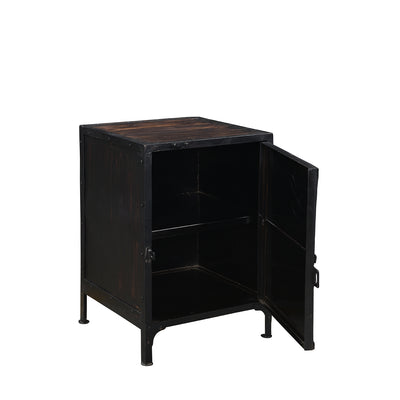 Industrial 2-Drawer Nightstand—Distressed Metal in Black