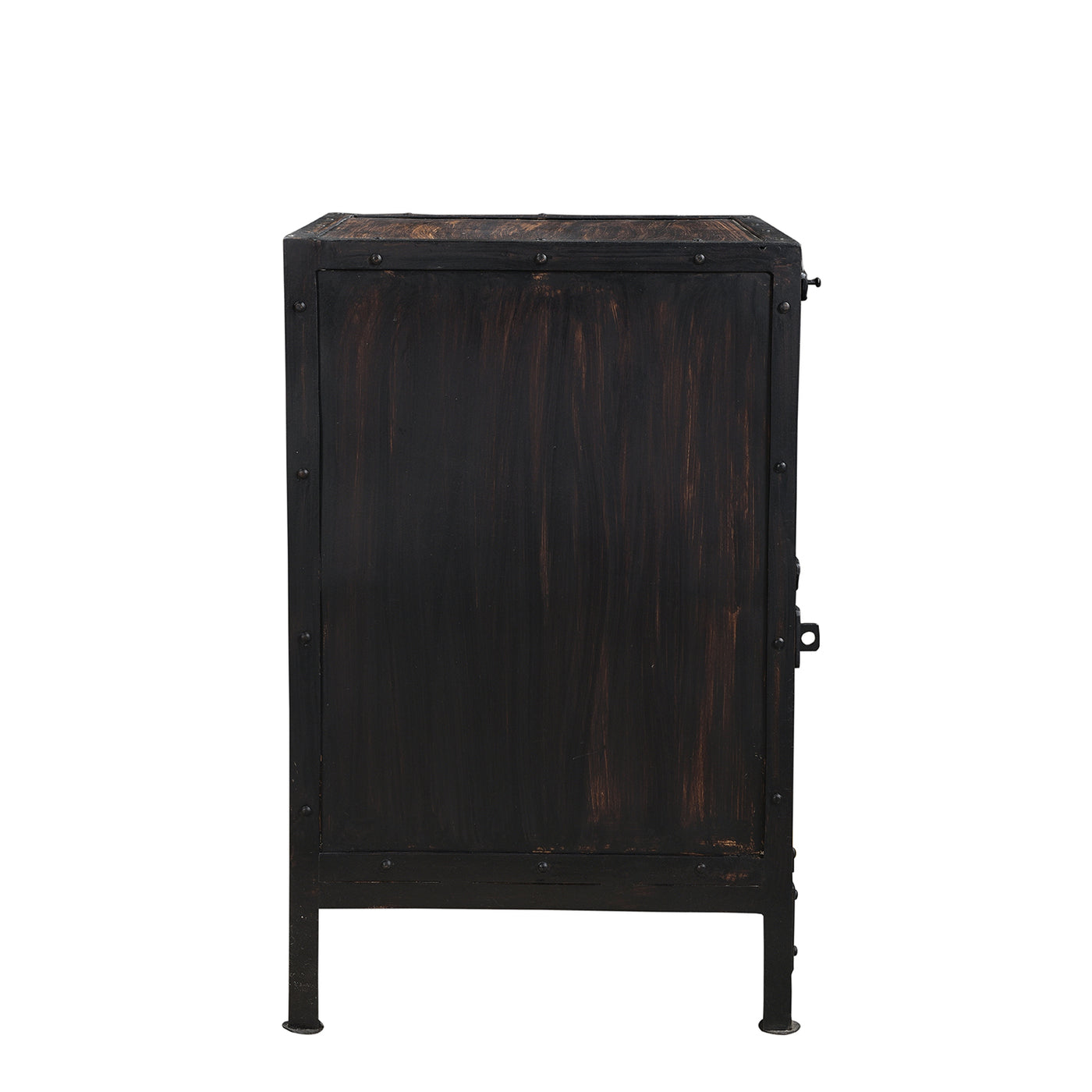 Industrial 2-Drawer Nightstand—Distressed Metal in Black