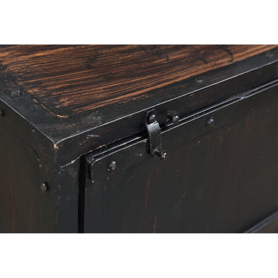 Industrial 2-Drawer Nightstand—Distressed Metal in Black