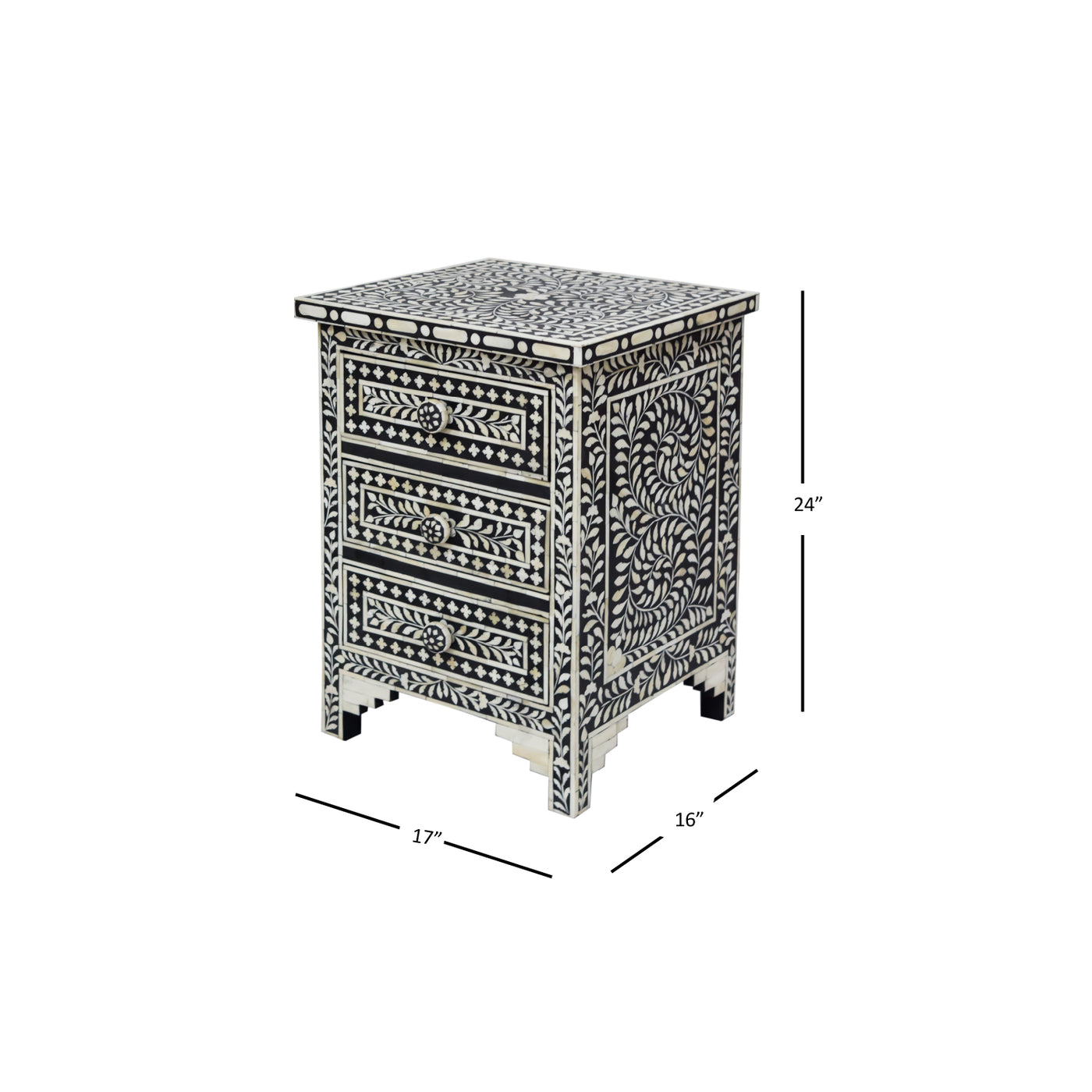 Aida 3-Drawer Nightstand