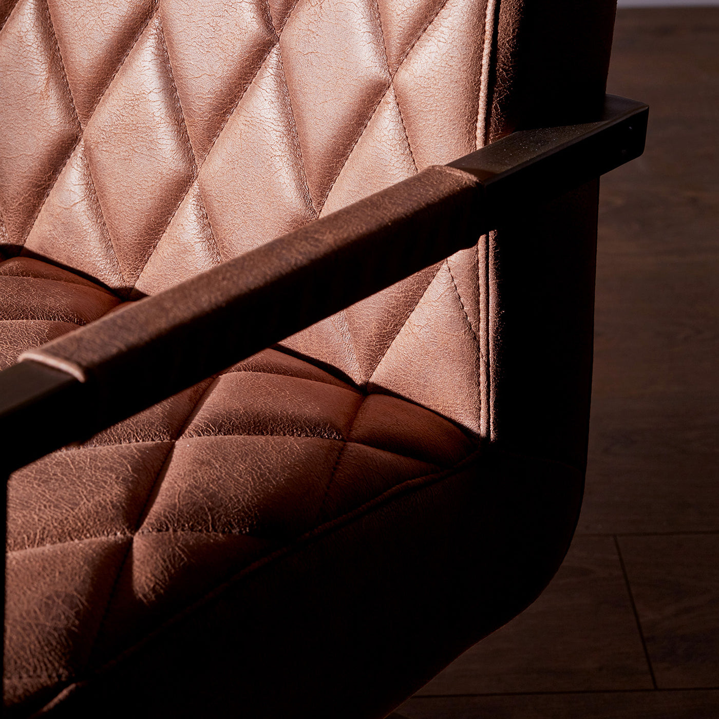Bronson Faux Leather Armchair in Vintage Brown